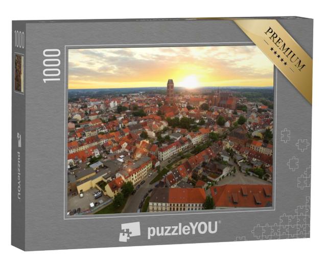 Puzzle 1000 Teile „ Historische Hansestadt Wismar im Sonnenuntergang“