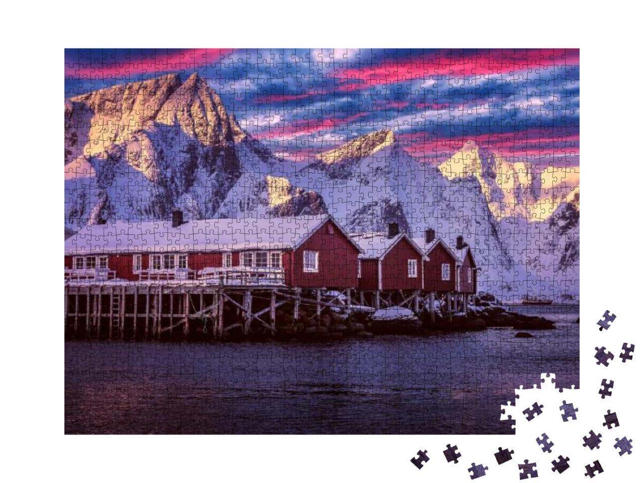 Puzzle 1000 Teile „Wunderschöne Morgenlandschaft auf den Lofoten“