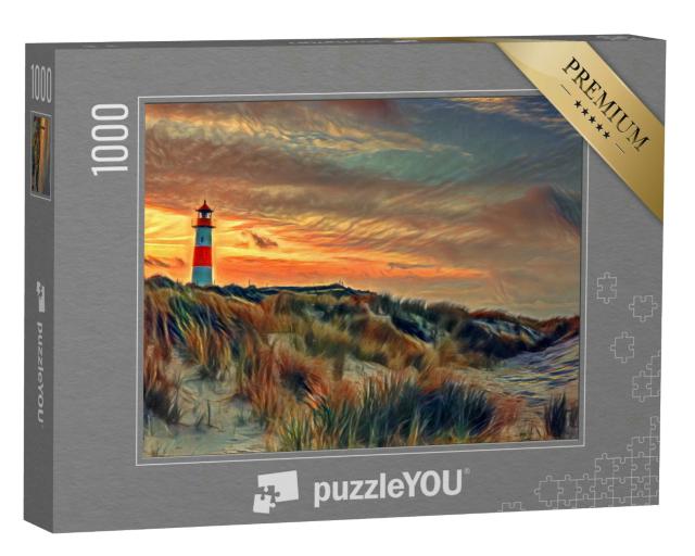 Puzzle 1000 Teile „im Stil von Edvard Munch, Der Schrei - Nordischer Leuchtturm auf Sylt - Puzzle-Kollektion Künstler & Gemälde“