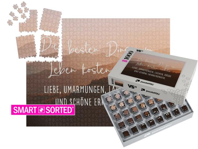 SMART SORTED® | Puzzle 1000 Teile „Die besten Dinge im Leben kosten nichts: Liebe, Umarmungen, Lachen, Küsse und schöne Erinnerungen.“