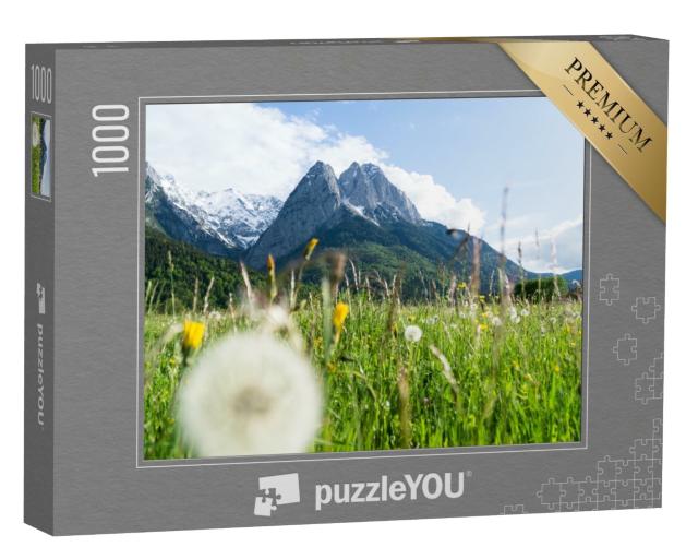 Puzzle 1000 Teile „Zugspitze in Blumenwiesen“