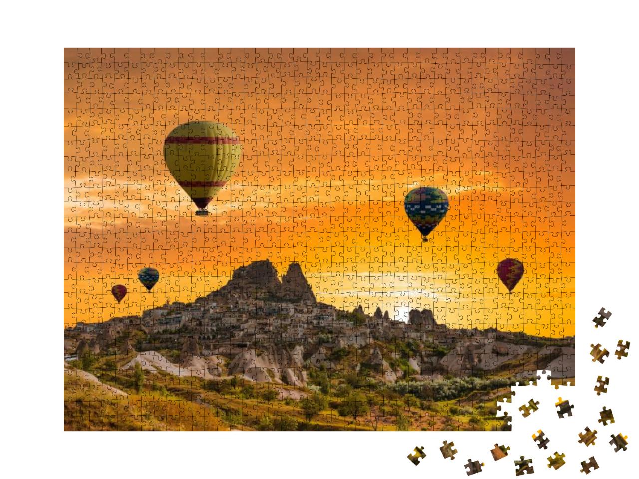 Puzzle 1000 Teile „Bunte Heißluftballons über dem Goreme-Nationalpark, Türkei“
