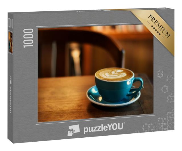 Puzzle 1000 Teile „Latte Art auf einem frisch aufgebrühten Kaffee“