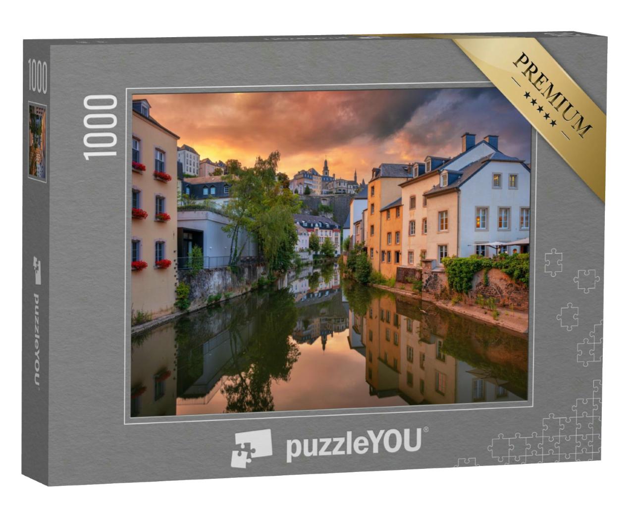 Puzzle 1000 Teile „Luxemburg Stadt, wunderschöne Aufnahme am Abend“