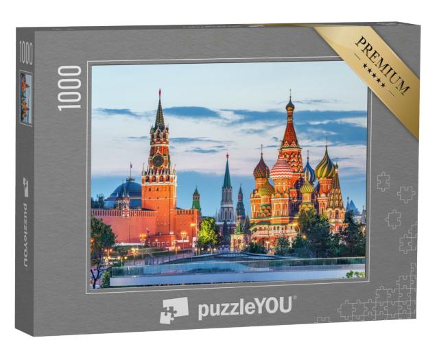 Puzzle 1000 Teile „Kreml und Basilius-Kathedrale auf dem Roten Platz, Moskau, Russland“