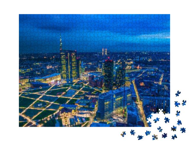 Puzzle 1000 Teile „Die Skyline von Mailand mit Blick auf die Insel “