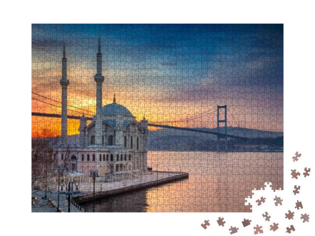 Puzzle 1000 Teile „Moschee mit Brücke über den Bosporus, Istanbul, Türkei“