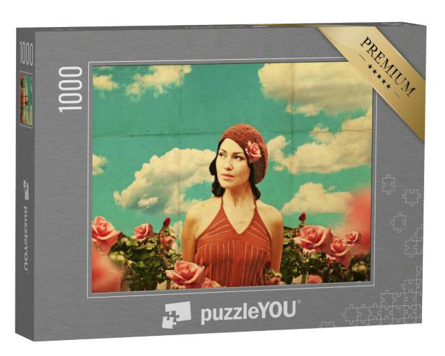 Puzzle 1000 Teile „Eine junge Frau im Retro Stil“