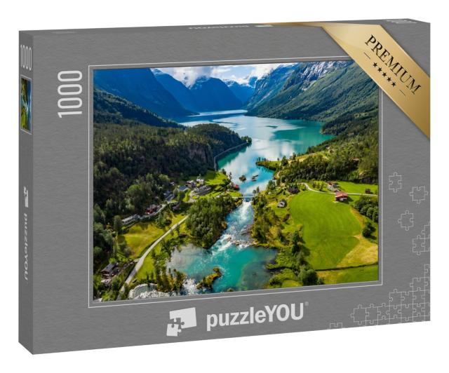 Puzzle 1000 Teile „Der Lovatnet See im Lodal Tal, Norwegen“