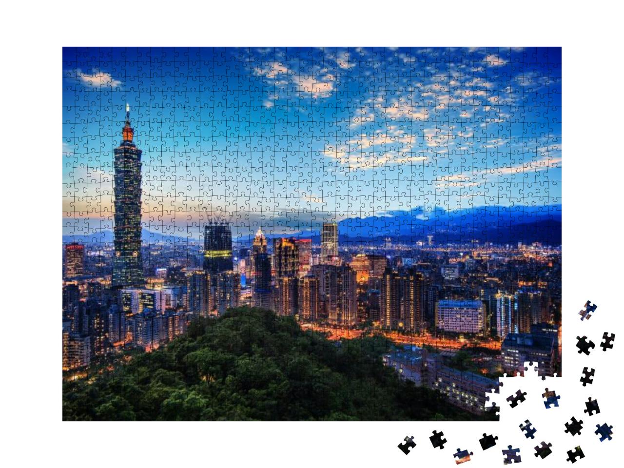 Puzzle 1000 Teile „Der schöne Sonnenuntergang von Taipeh, Taiwan“