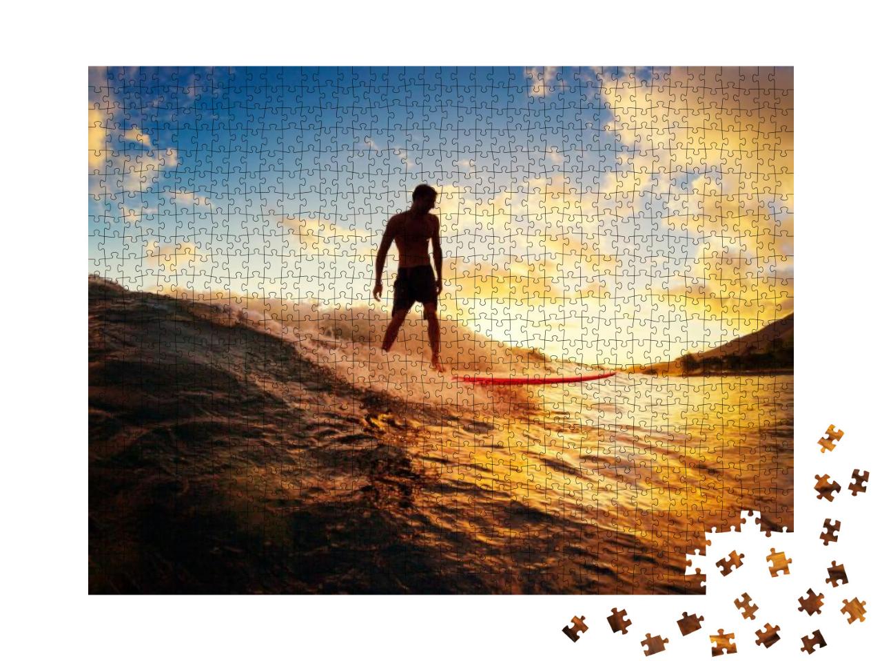 Puzzle 1000 Teile „Surfer im Sonnenuntergang“