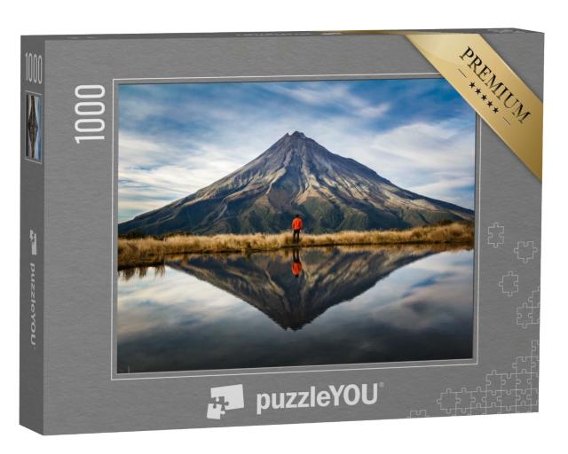 Puzzle 1000 Teile „Bergsteiger am Vulkan Taranaki, Neuseeland“
