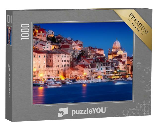 Puzzle 1000 Teile „Altstadt von Sibenik bei Nacht, Kroatien“