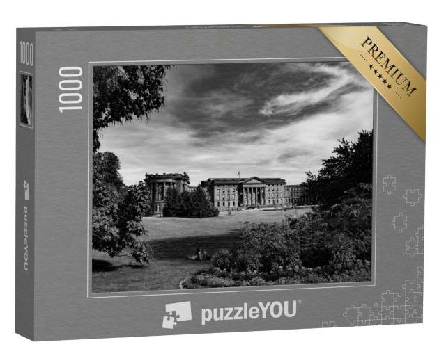 Puzzle 1000 Teile „Bergpark in Kassel, schwarz-weiß“