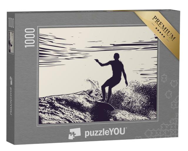 Puzzle 1000 Teile „Silhouette eines Surfers“