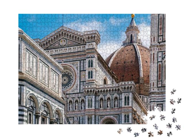 Puzzle 1000 Teile „Nahaufnahme der Kathedrale Santa Maria del Fiore, Florenz“