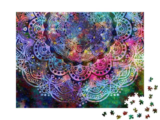 Puzzle 1000 Teile „Facettenreiches Mandala in perfekter Symmetrie“