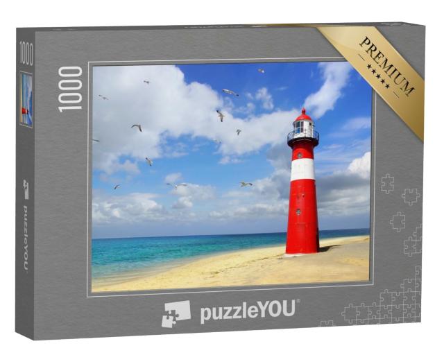 Puzzle 1000 Teile „Wunderschöner Leuchtturm am Strand von Westkapelle, Niederlande“