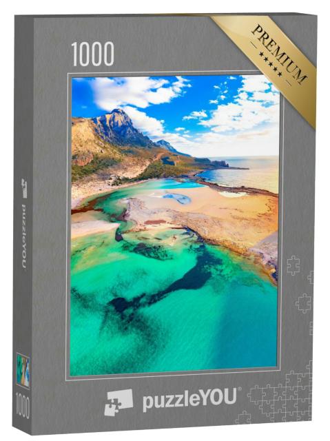 Puzzle 1000 Teile „Balos Lagune mit türkisfarbenem Wasser und weißem Sand, Kreta, Griechenland“