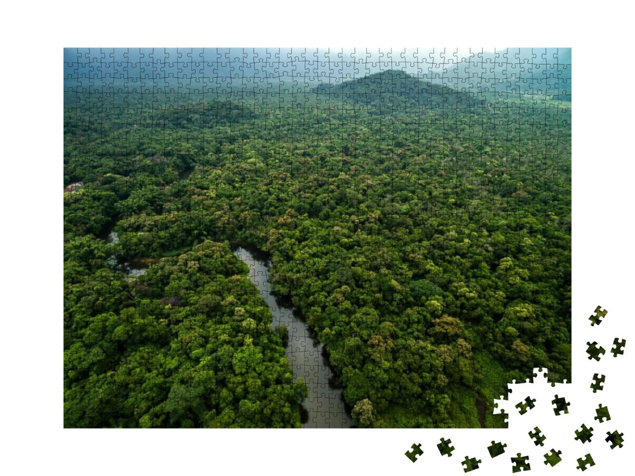 Puzzle 1000 Teile „Luftaufnahme eines Flusses im Regenwald, Lateinamerika“