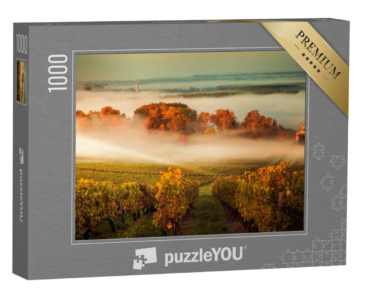 Puzzle 1000 Teile „Weinberge bei Sonnenuntergang in Bordeaux, Frankreich “