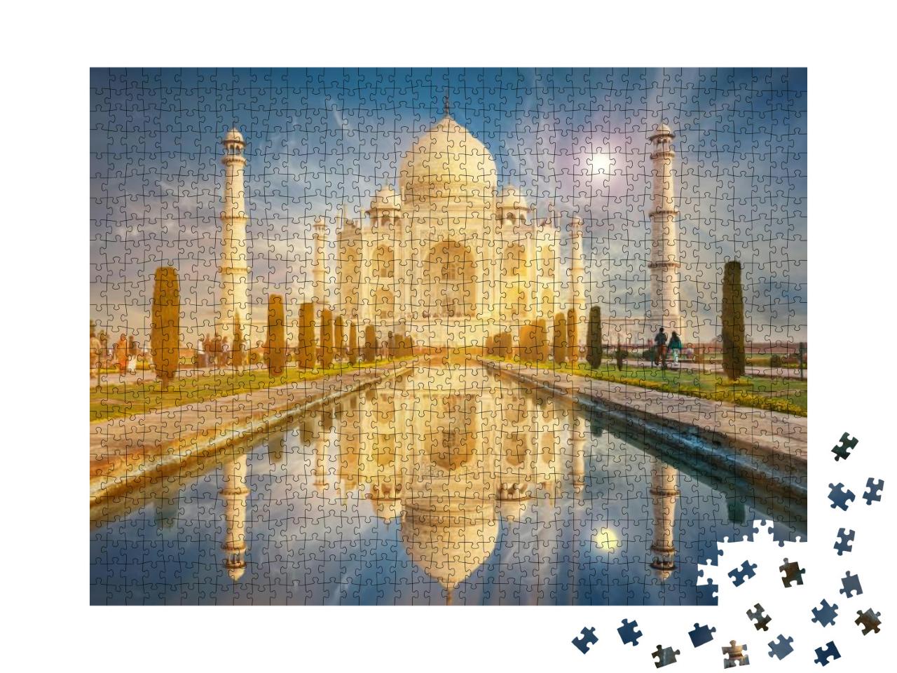 Puzzle 1000 Teile „Am Südufer des Yamuna liegt das Taj Mahal, Agra, Uttar Paradesh“