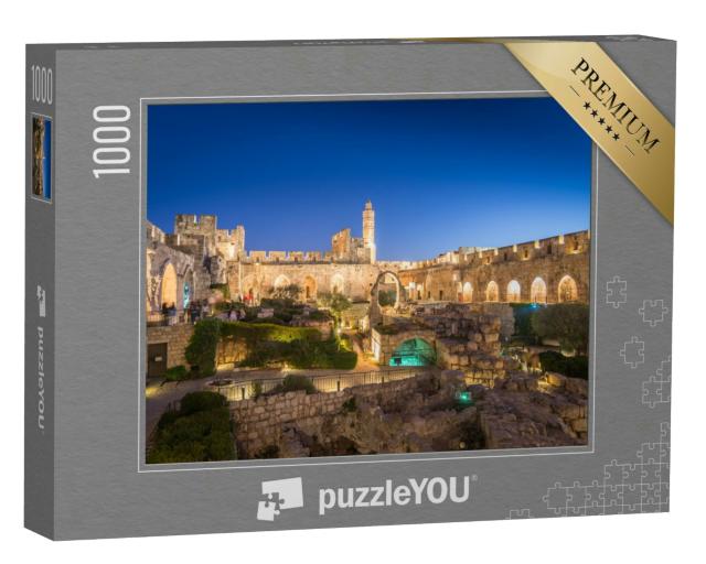 Puzzle 1000 Teile „Jerusalem: Die archäologischen Gärten des Museums der Stadt David am Abend“