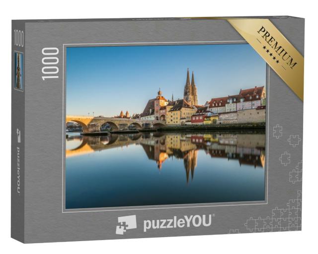Puzzle 1000 Teile „Berühmte Stadtansicht von Regensburg mit Dom St. Peter, Deutschland“