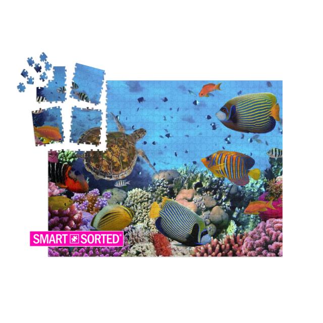 SMART SORTED® | Puzzle 1000 Teile „Buntes Korallenriff mit Fischen und Meeresschildkröten“