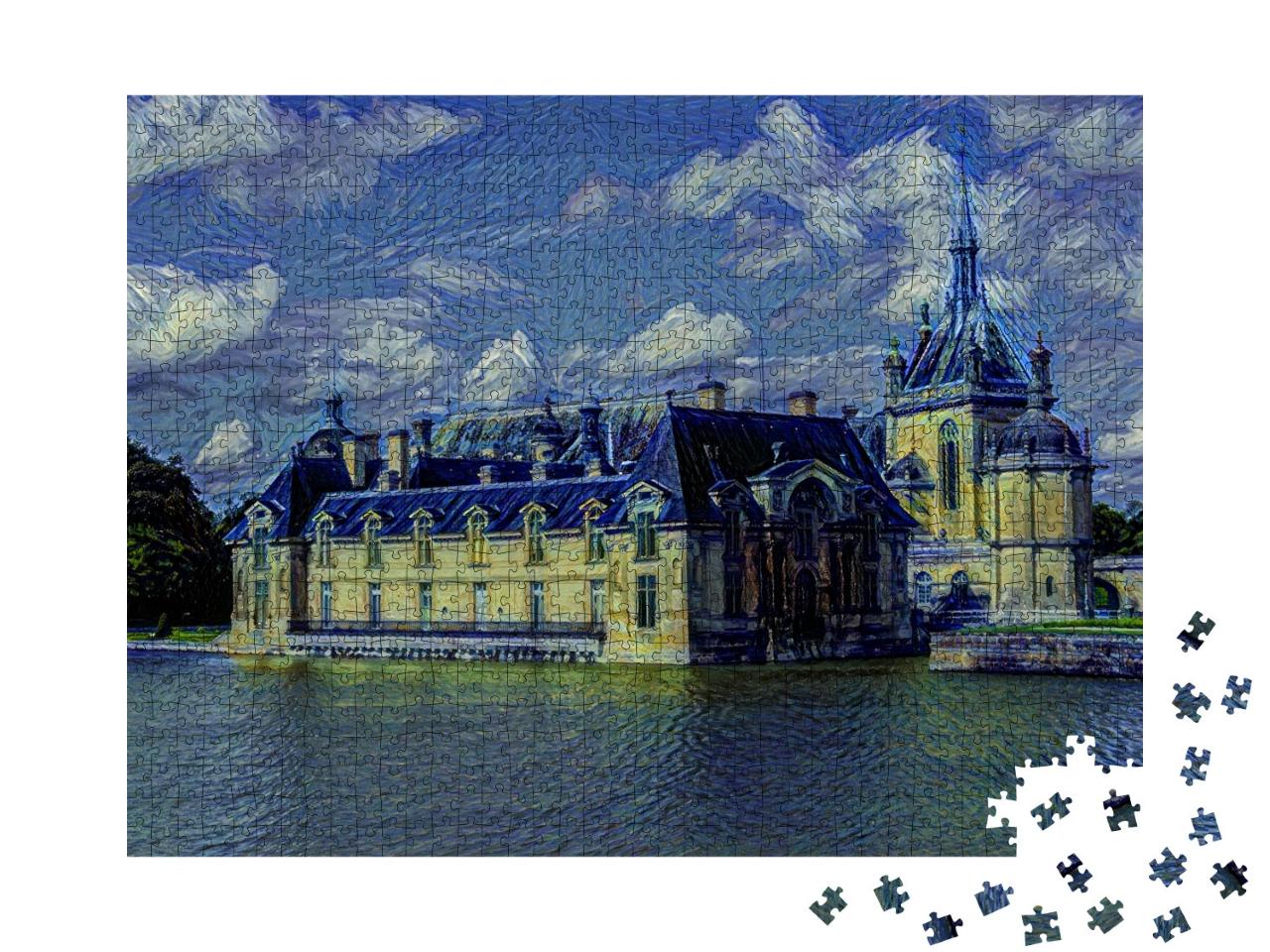 Puzzle 1000 Teile „im Kunst-Stil von van Gogh, Sternennacht - Chateau de Chantilly - Puzzle-Kollektion Künstler & Gemälde“
