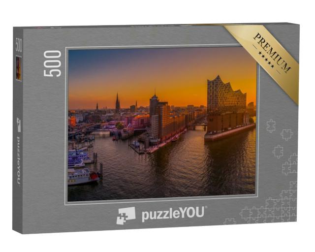 Puzzle 500 Teile „Sonnenaufgang über Hamburg mit der Elbphilharmonie“