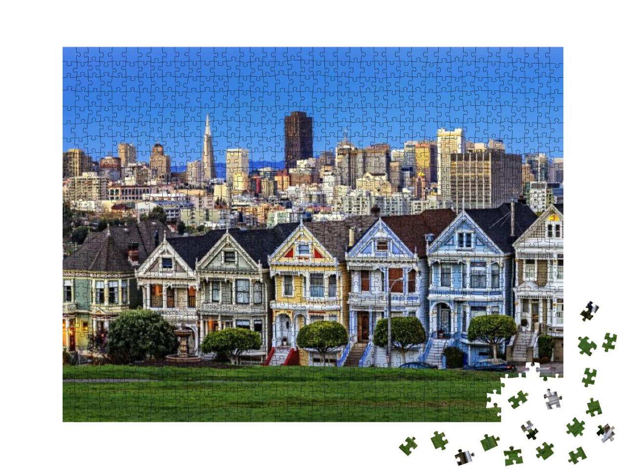 Puzzle 1000 Teile „Blick vom Alamo Square bei Dämmerung, San Francisco“