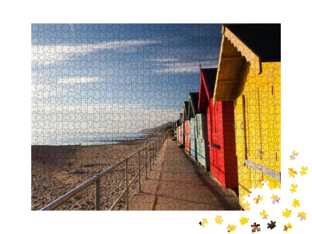 Puzzle 1000 Teile „Bunte Strandhütten am Strand von Cromer“