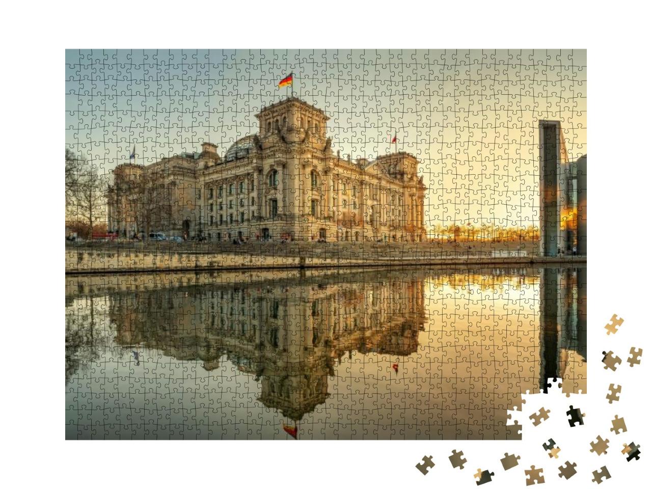 Puzzle 1000 Teile „Reichstagsgebäude in Berlin im Sonnenuntergang“
