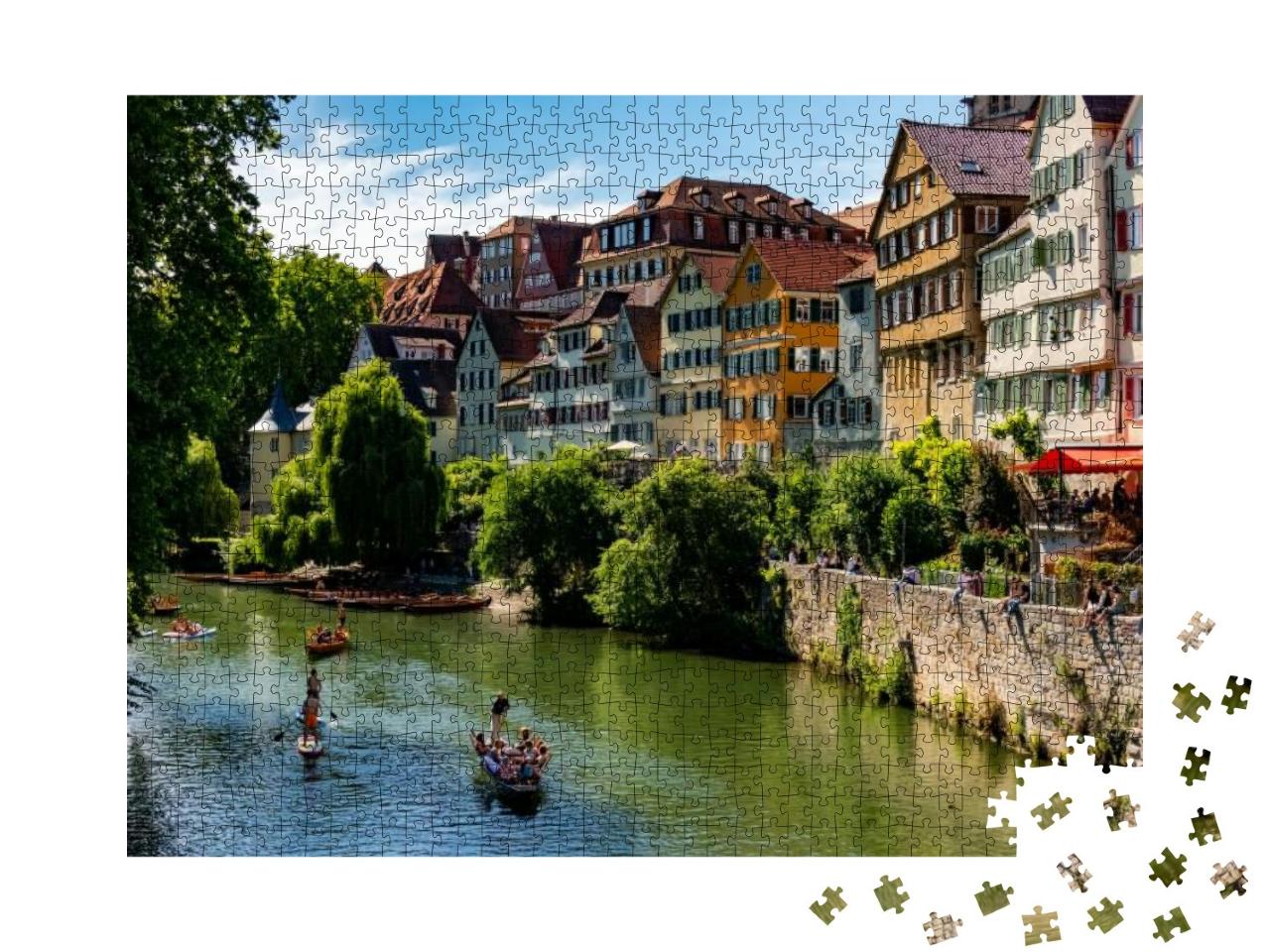Puzzle 1000 Teile „Stocherkahnfahrt auf dem Neckar bei Tübingen“