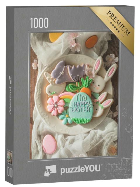 Puzzle 1000 Teile „Frohe Ostern: Köstliche Osterkekse in einer Schale“