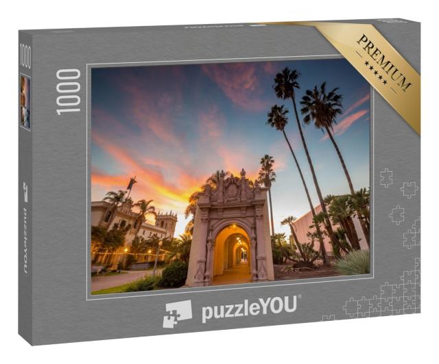 Puzzle 1000 Teile „San Diegos Balboa Park in der Dämmerung in San Diego, Kalifornien, USA“