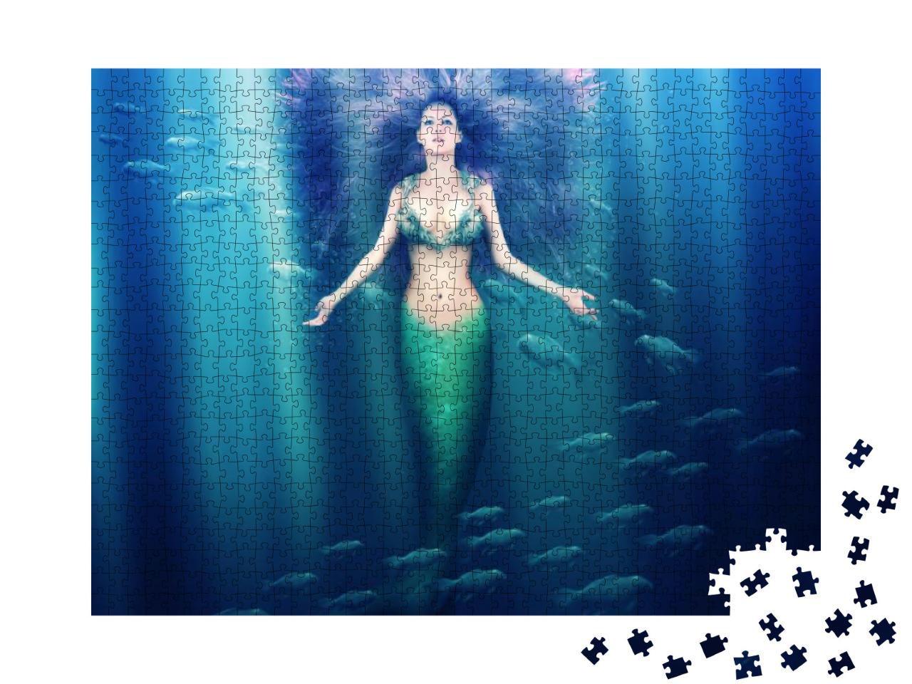 Puzzle 1000 Teile „Fantasy-Meerjungfrau mit fließendem Haar“