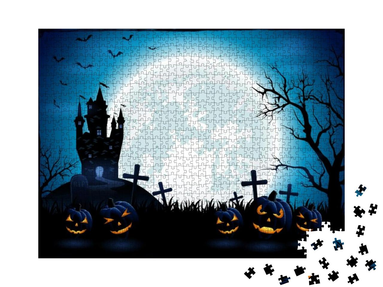 Puzzle 1000 Teile „Illustration: gruseliges Happy Halloween!“