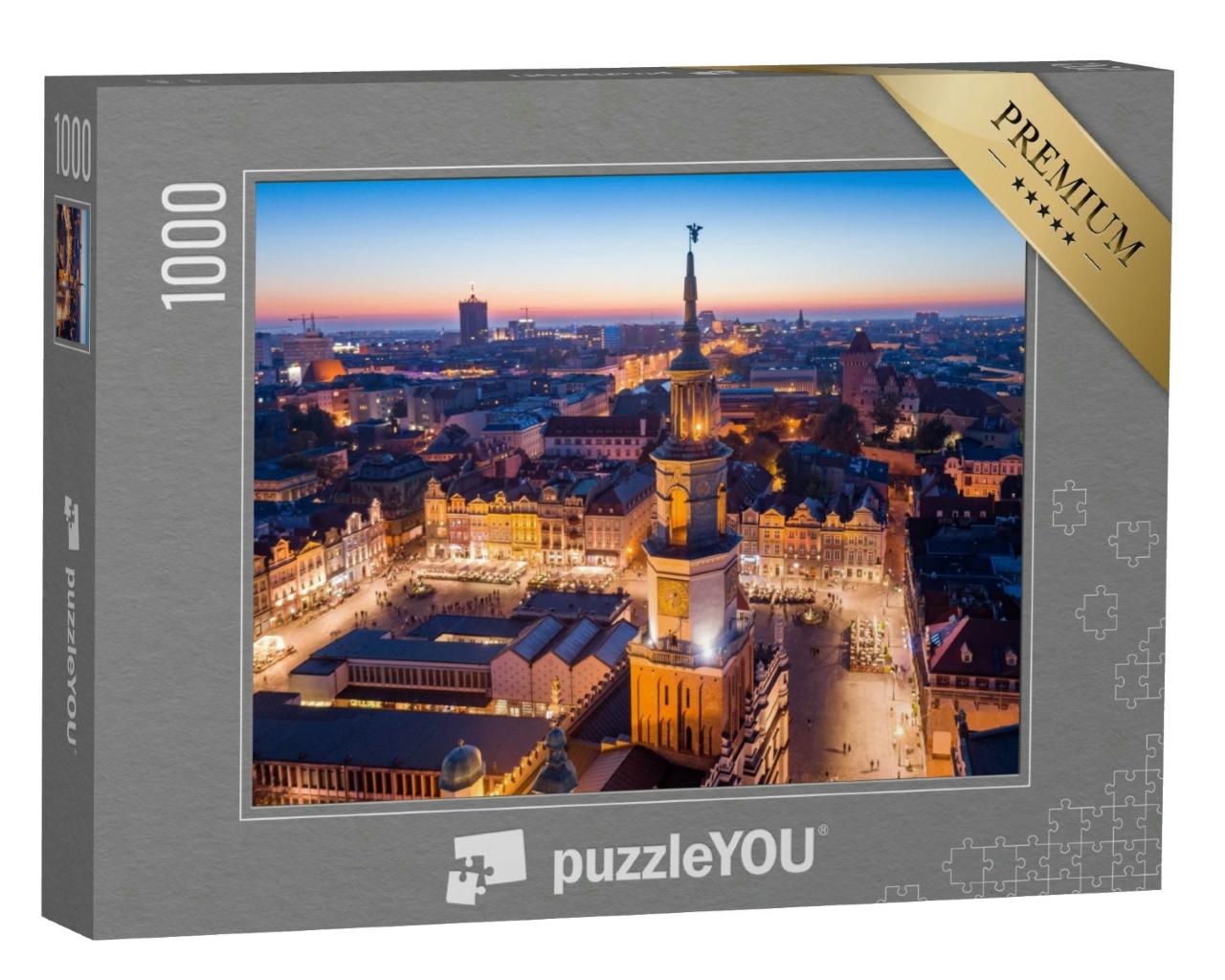 Puzzle 1000 Teile „Hauptplatz von Posen: Altstadt am Abend, Polen“