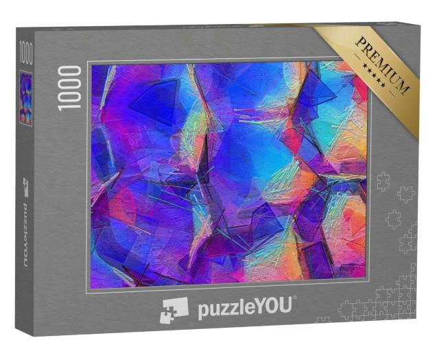 Puzzle 1000 Teile „Digitale Kunst: Pinselstriche in warmen Farben und abstraktem Muster“