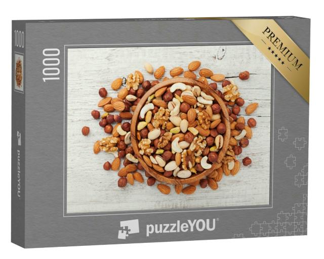 Puzzle 1000 Teile „Holzschale mit gemischten Nüssen“