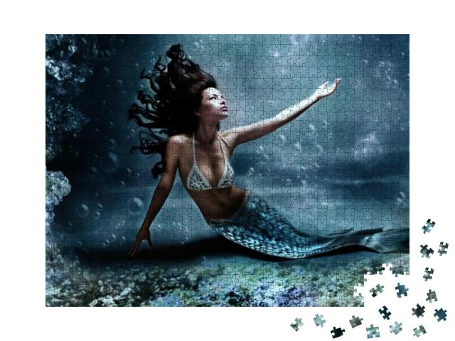 Puzzle 1000 Teile „Eine Meerjungfrau im Ozean“