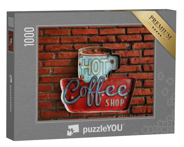 Puzzle 1000 Teile „Coffeeshop Kaffee Reklame im Vintage Stil“