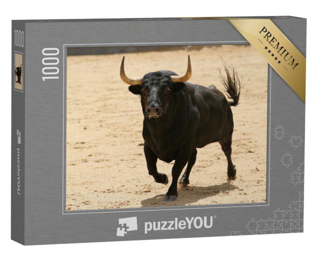 Puzzle 1000 Teile „Schwarzer spanischer Stier in der Stierkampfarena“