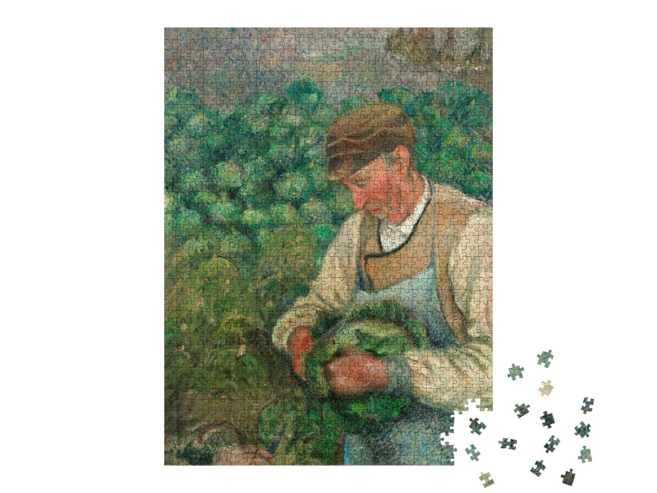 Puzzle 1000 Teile „Camille Pissarro - Der Gärtner - Alter Bauer mit Kraut“