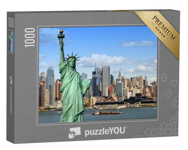 Puzzle 1000 Teile „Die Freiheitsstatue mit Hudson River, New York City“