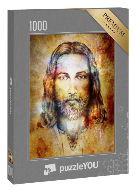 Puzzle 1000 Teile „Bleistift Portrait: Jesus Christus im Licht“