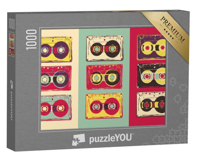 Puzzle 1000 Teile „Set von Retro-Audiokassetten im Pop-Art-Stil“