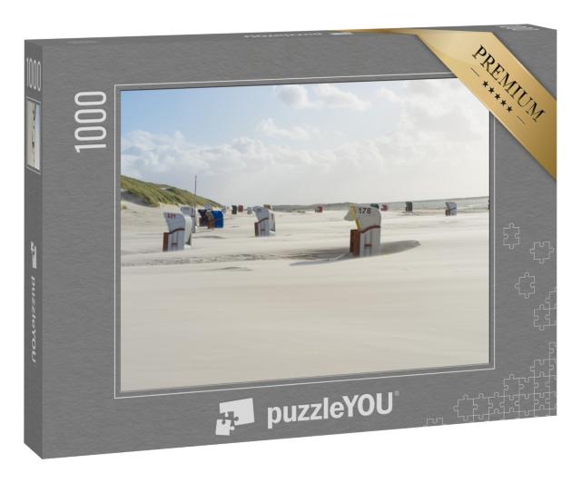 Puzzle 1000 Teile „Herbst: leere Strandkörbe am Strand“
